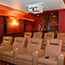 Home theater audio visuals, distributed audion projection screen and TVs.